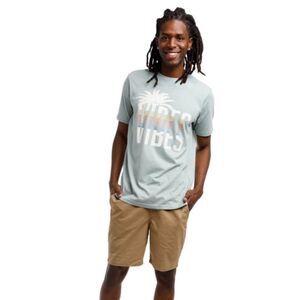 Free Planet Organic Good Vibes Crew Neck Tee - Seafoam Green Blue - Size Medium